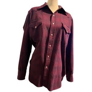 Pendleton Vintage Burgundy Wool Western Shirt Jacket, Snap Front, Men's Medium